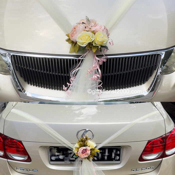 Bridal Car Decoration 2-Champagne Silk Roses