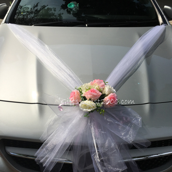 Bridal Car Decoration 7-Pink and White