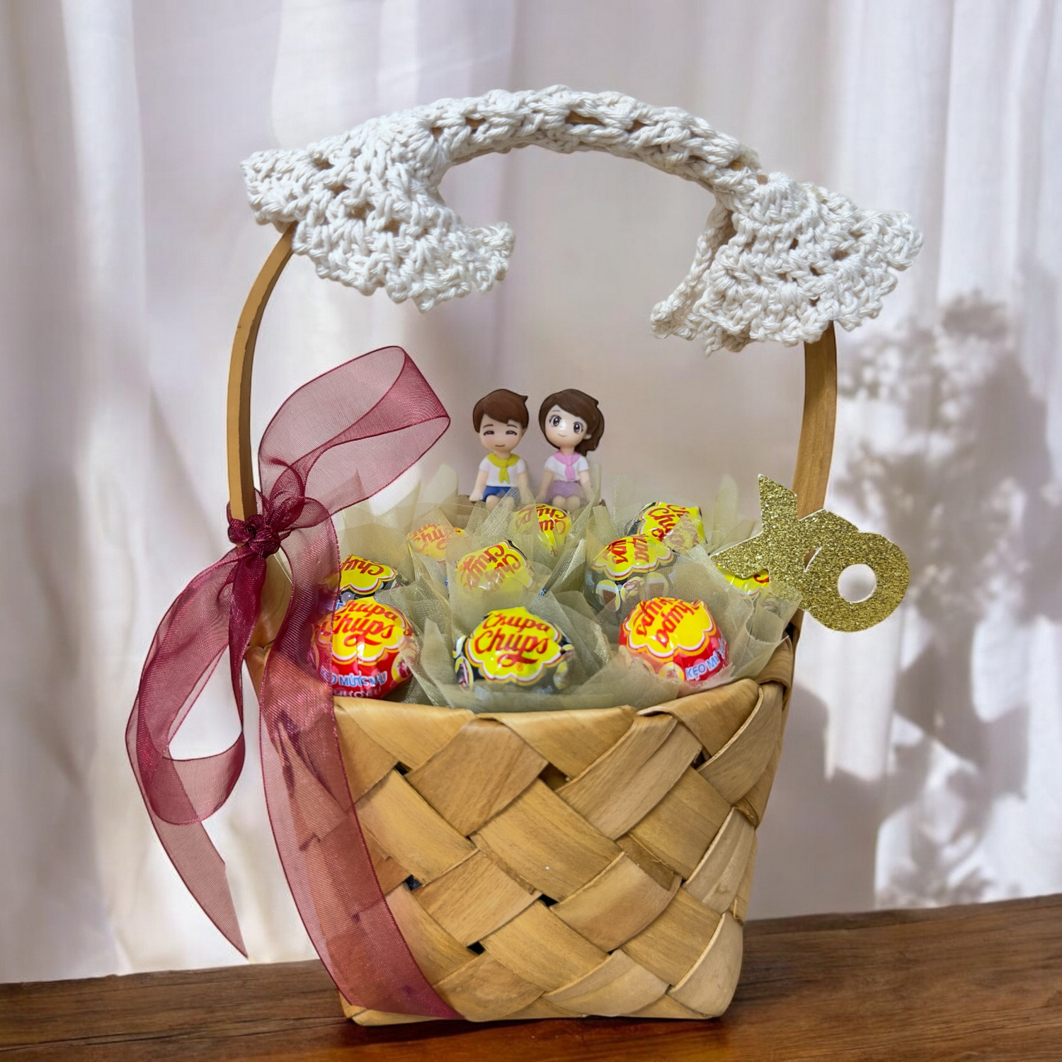 Sweet Love Lollipop Basket with Adorable Figurines-CB18