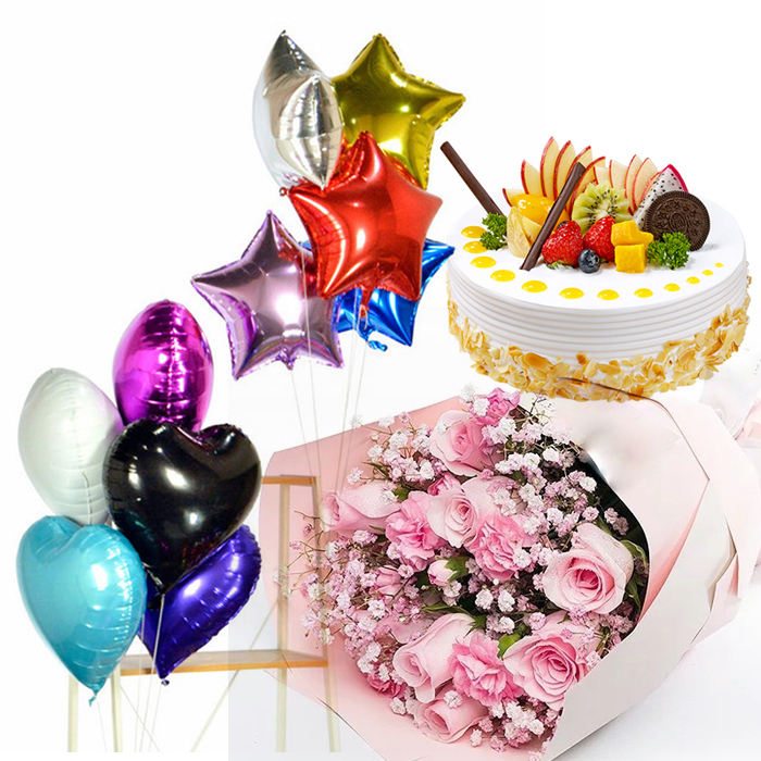 Send 12 White Roses, White Cake & White Balloon in Vietnam