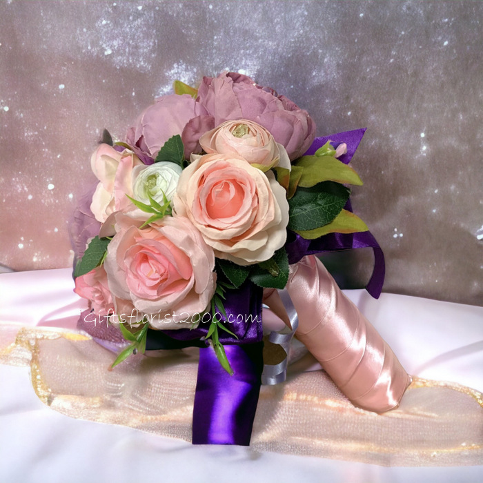 Pink Theme Silk Flowers Bouquet-SFBP4