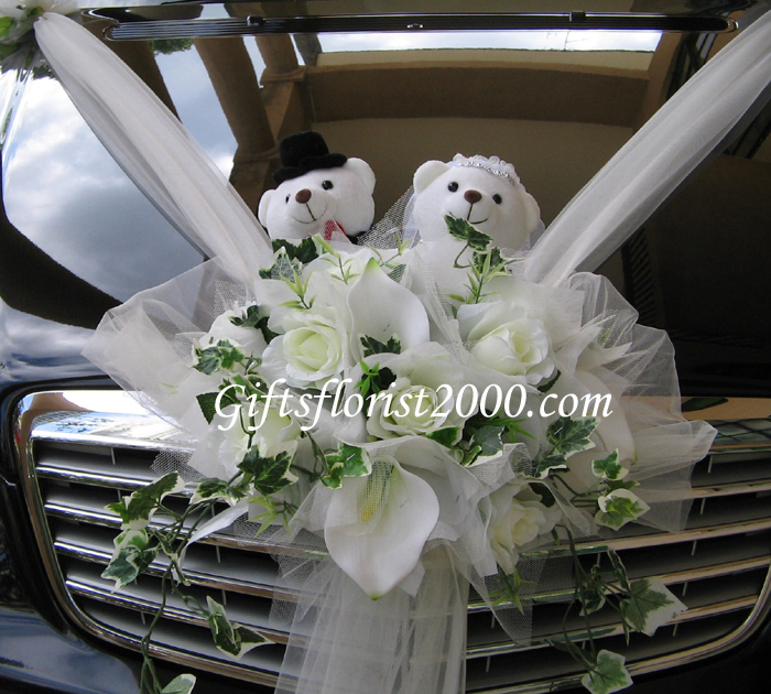 Silk Flowers Car Decor, Wedding Car Decoration